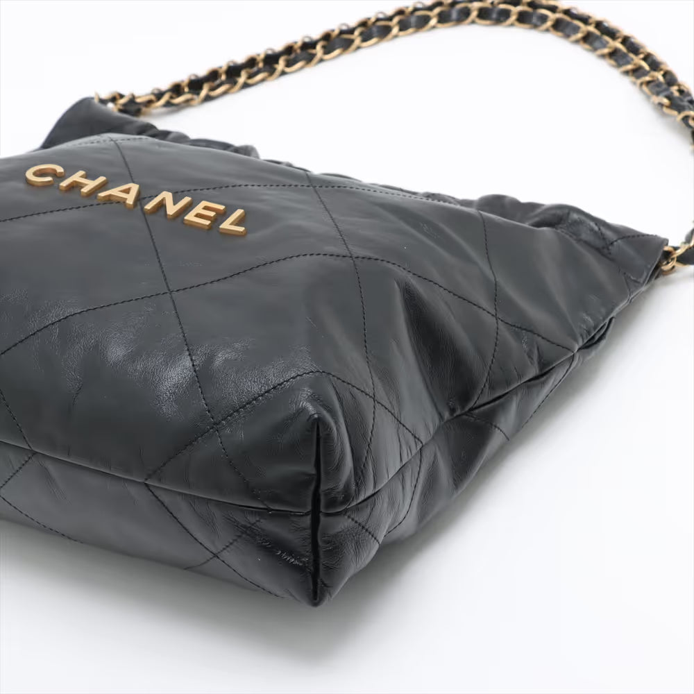 Chanel 22 Shiny Calfskin Small Shoulder Bag Black
