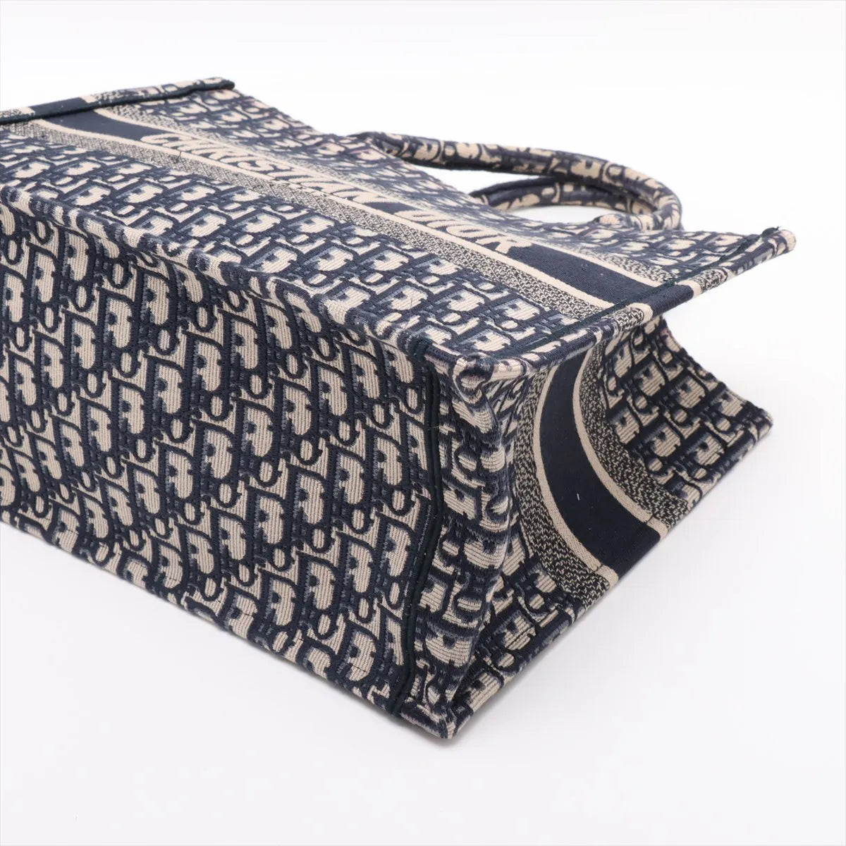 Christian Dior Oblique Book Tote Medium Canvas Bag Navy Blue