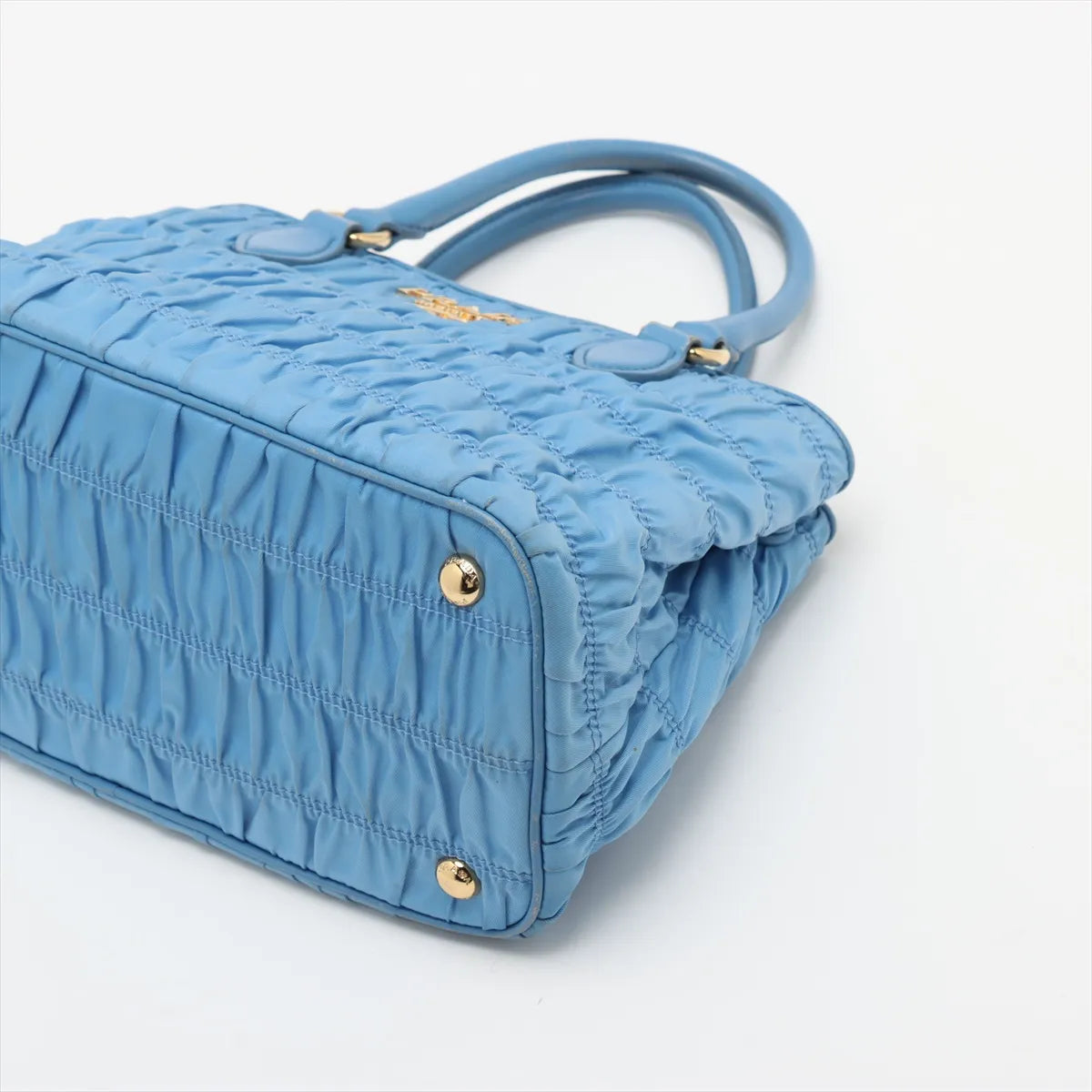 Prada Nappa Gaufre Nylon Leather Handbag Blue