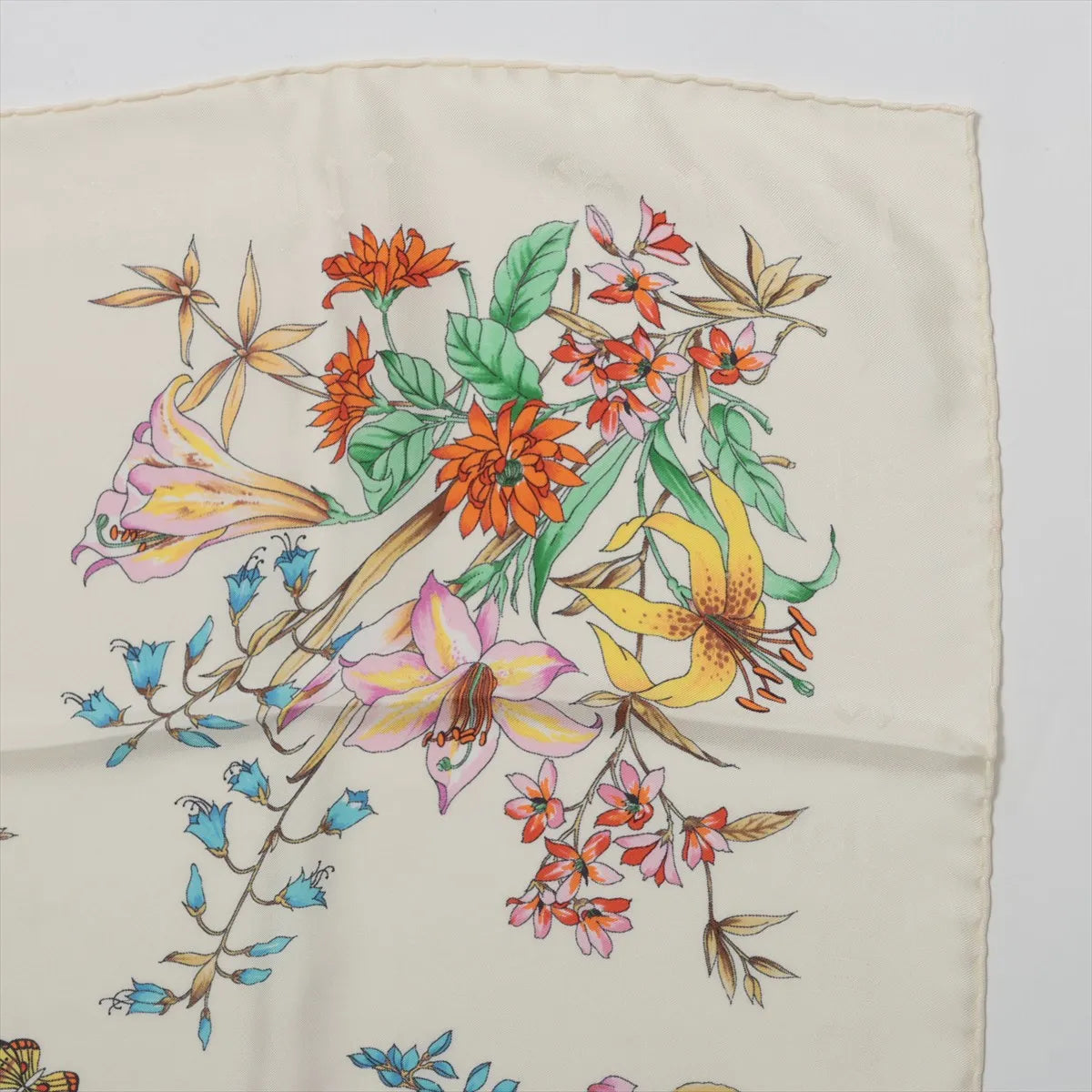 Gucci Multicolor Floral Silk Scarf Ivory