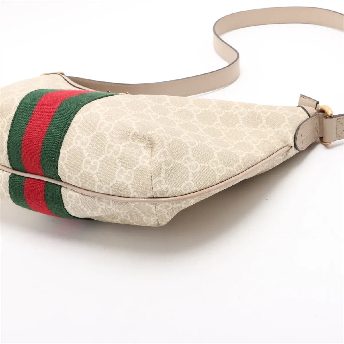 Gucci GG Supreme Ophidia Leather Shoulder Bag Beige