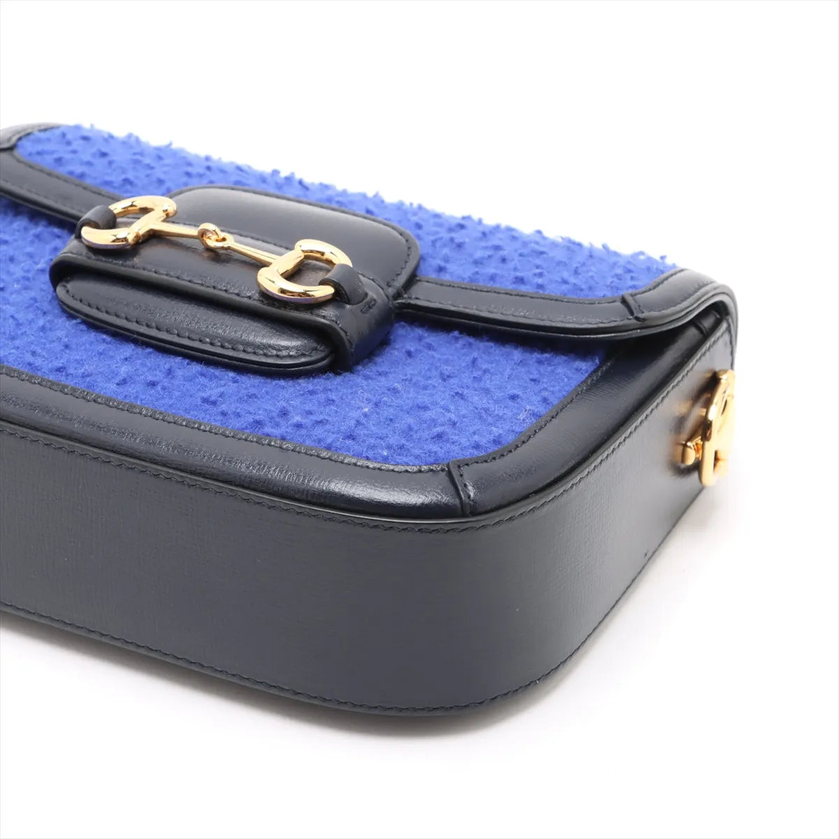 Gucci Horsebit 1955 Wool Leather Two-Way Shoulder Bag Blue x Black