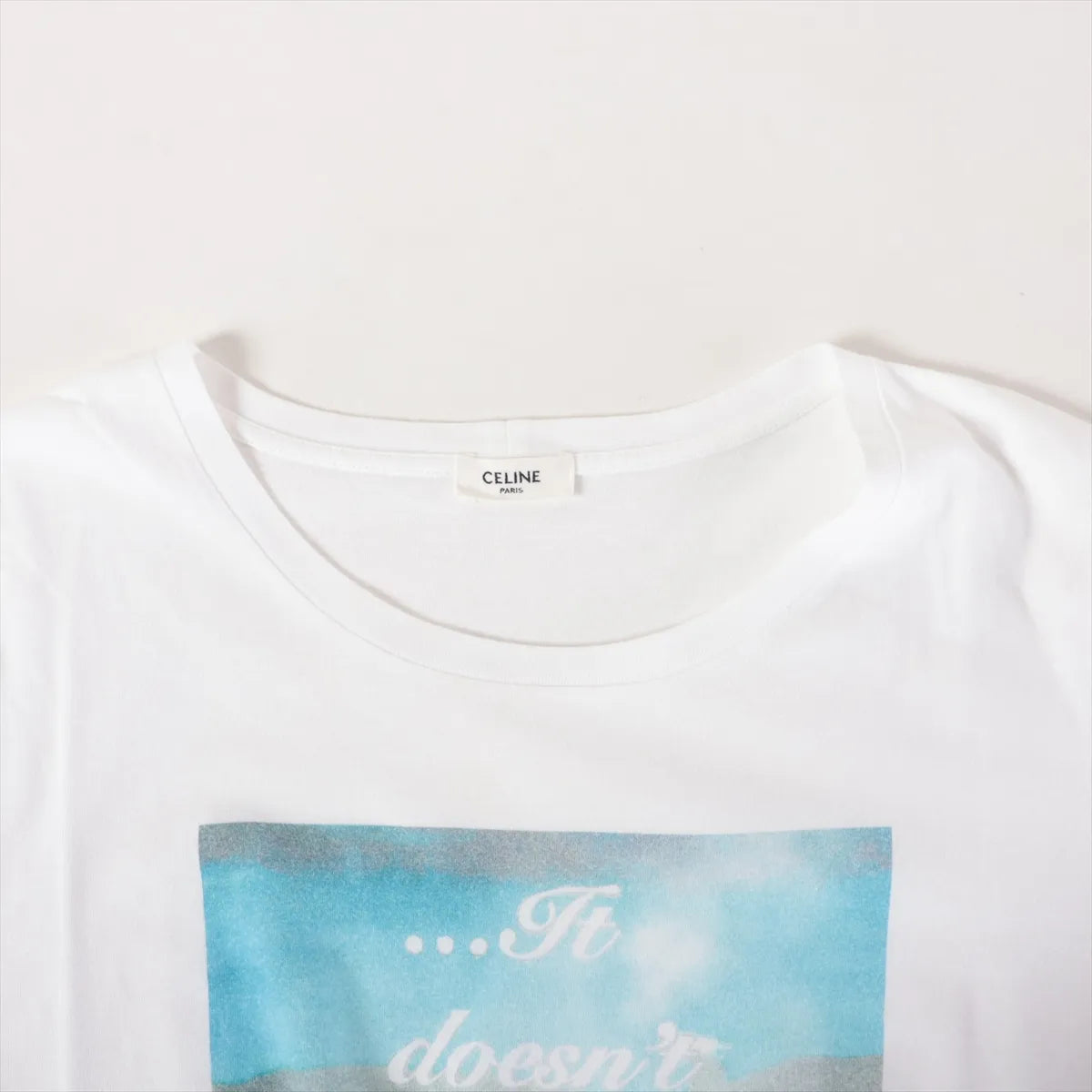Celine Printed Statement Cotton T-shirt White