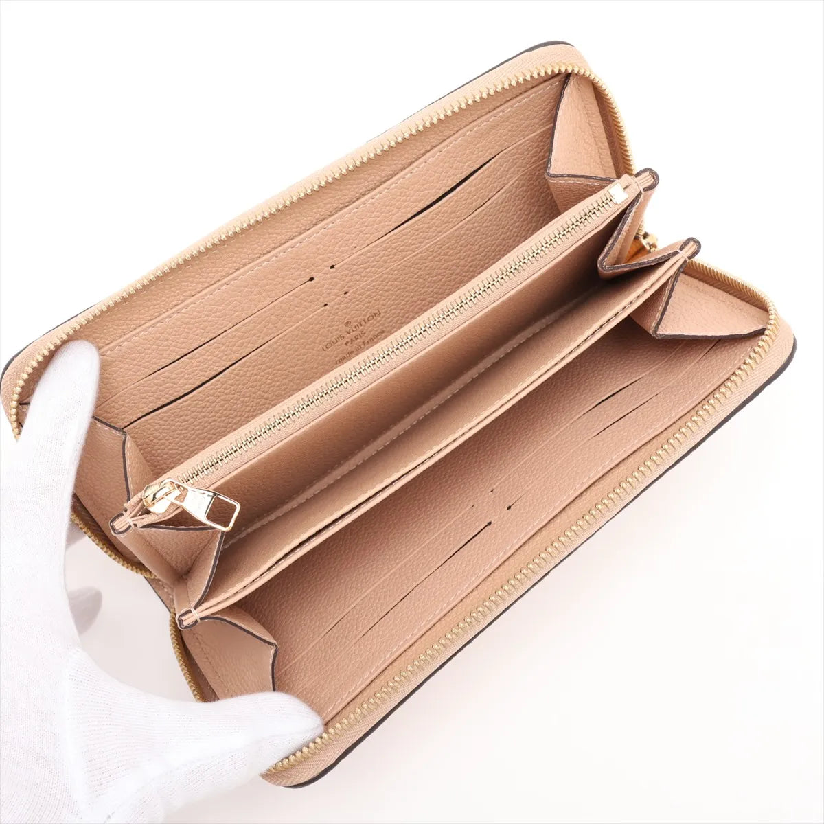 Louis Vuitton Monogram Empreinte Zippy Wallet Beige