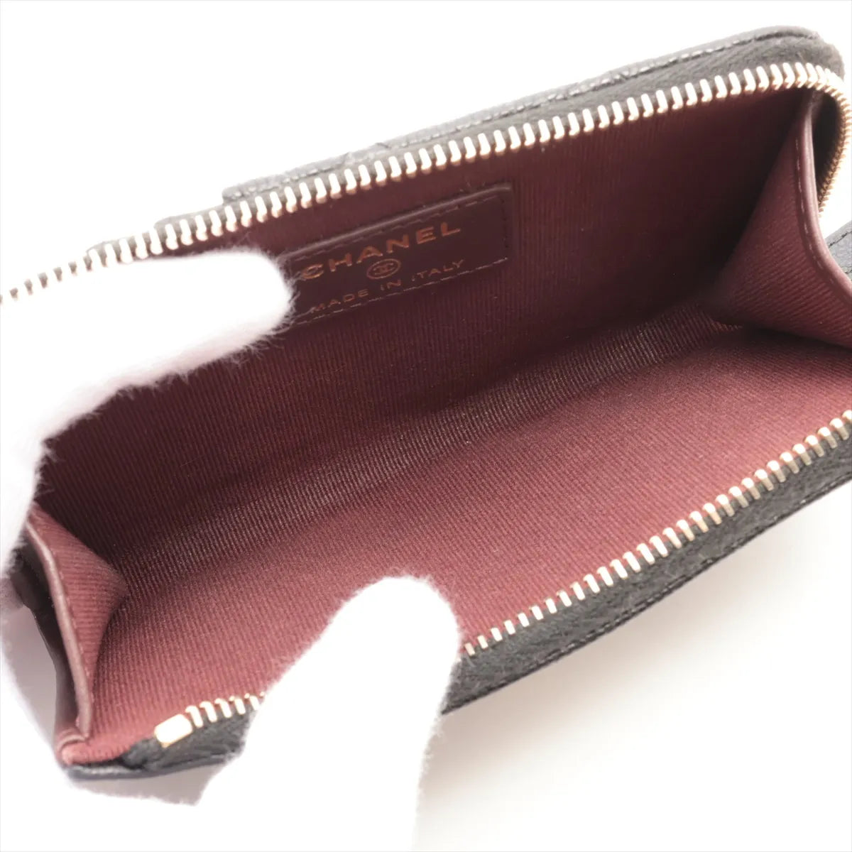 Chanel CC Logo Matelasse Caviar Skin Coin Card Purse Black