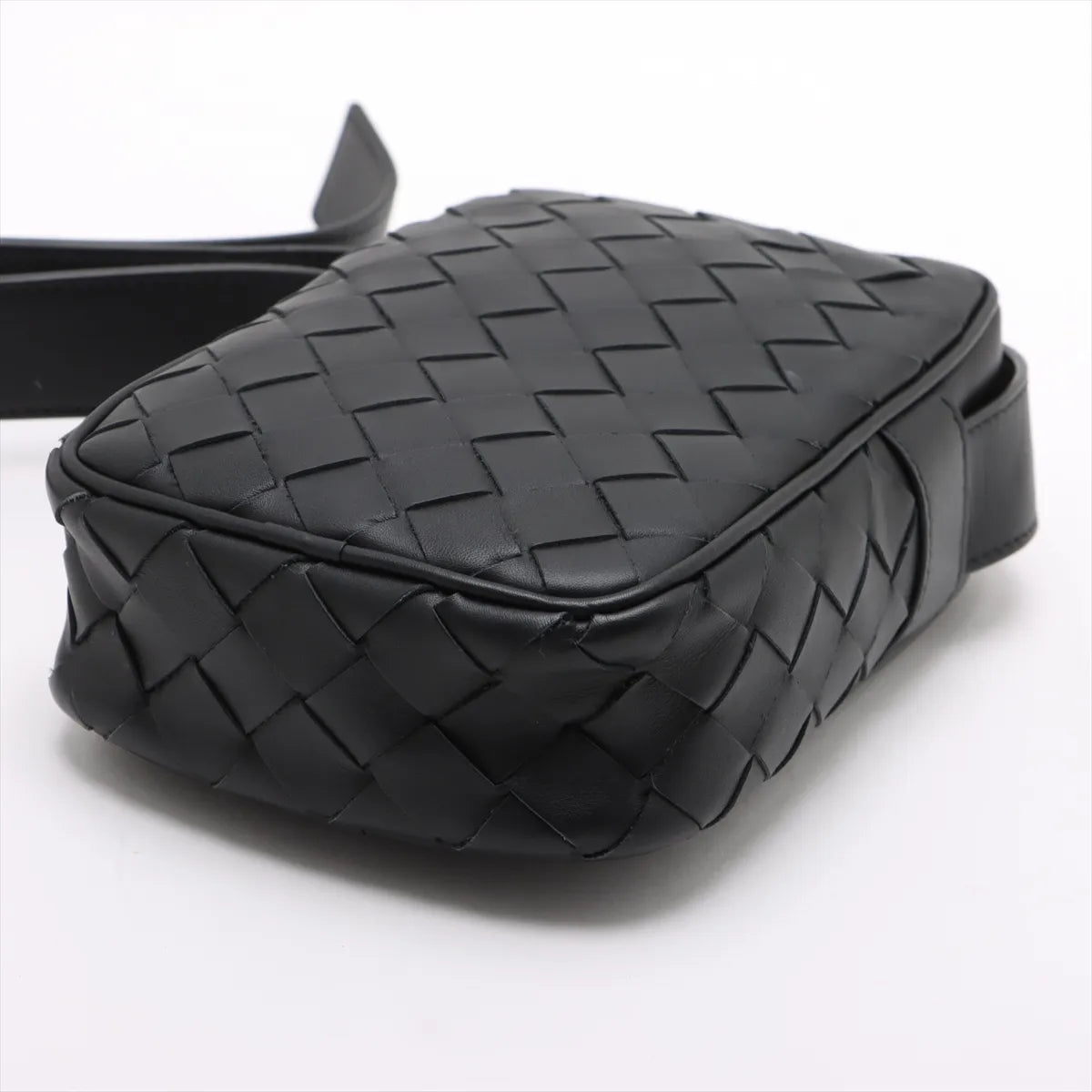 Bottega Veneta Intrecciato Leather Shoulder Bag Black
