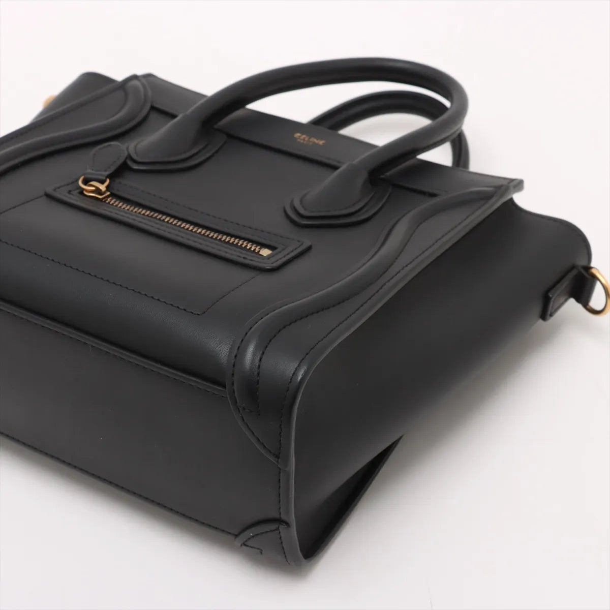 Celine Luggage Nano Shopper Leather Two-Way Handbag Black