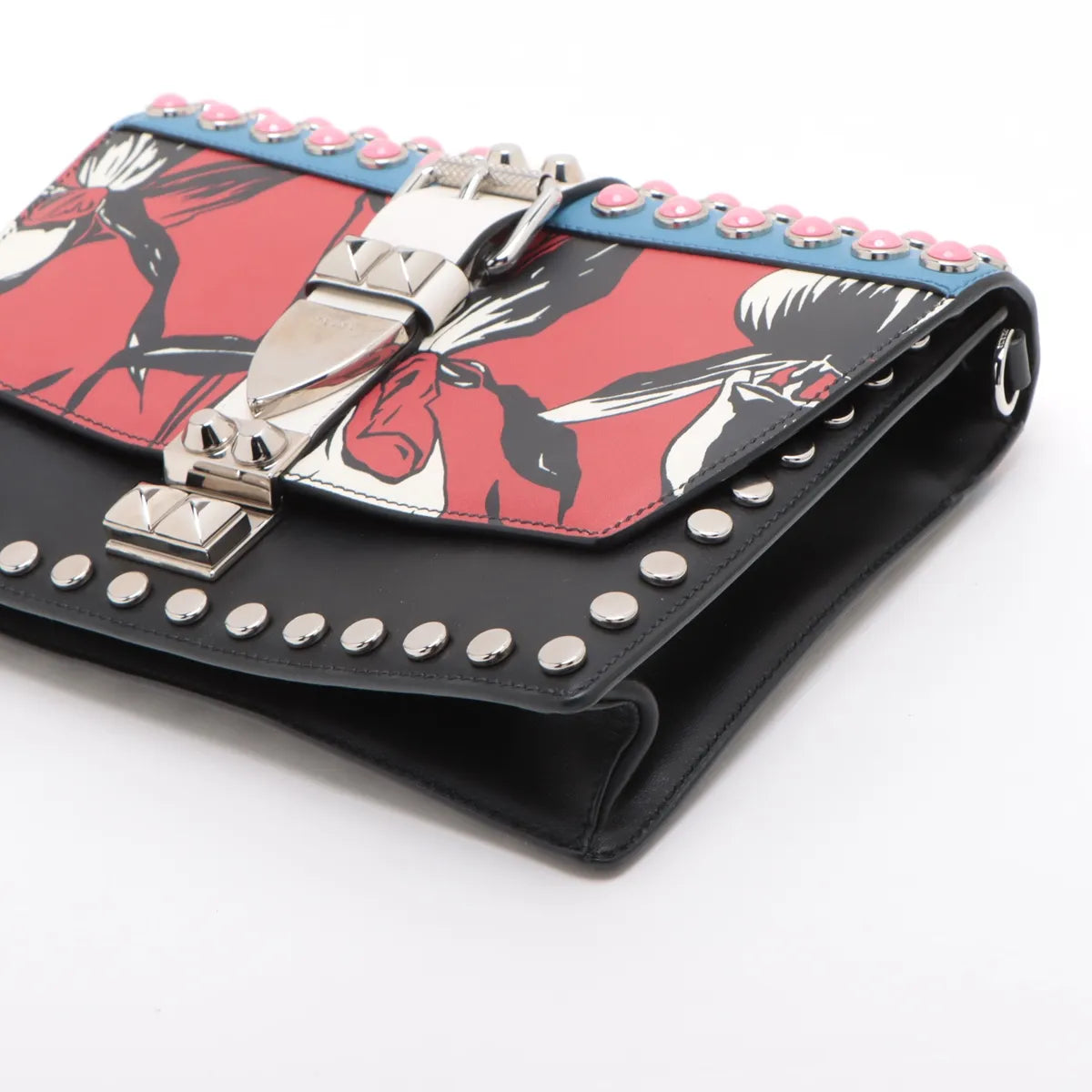 Prada Leather x Studs Shoulder Bag Multicolor