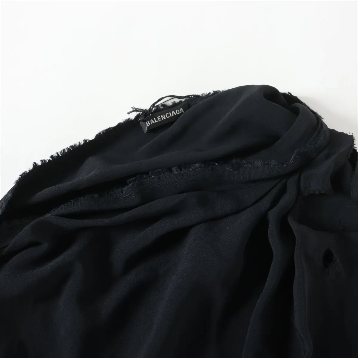 Balenciaga One Side Sleeve Rayon Long Dress Black