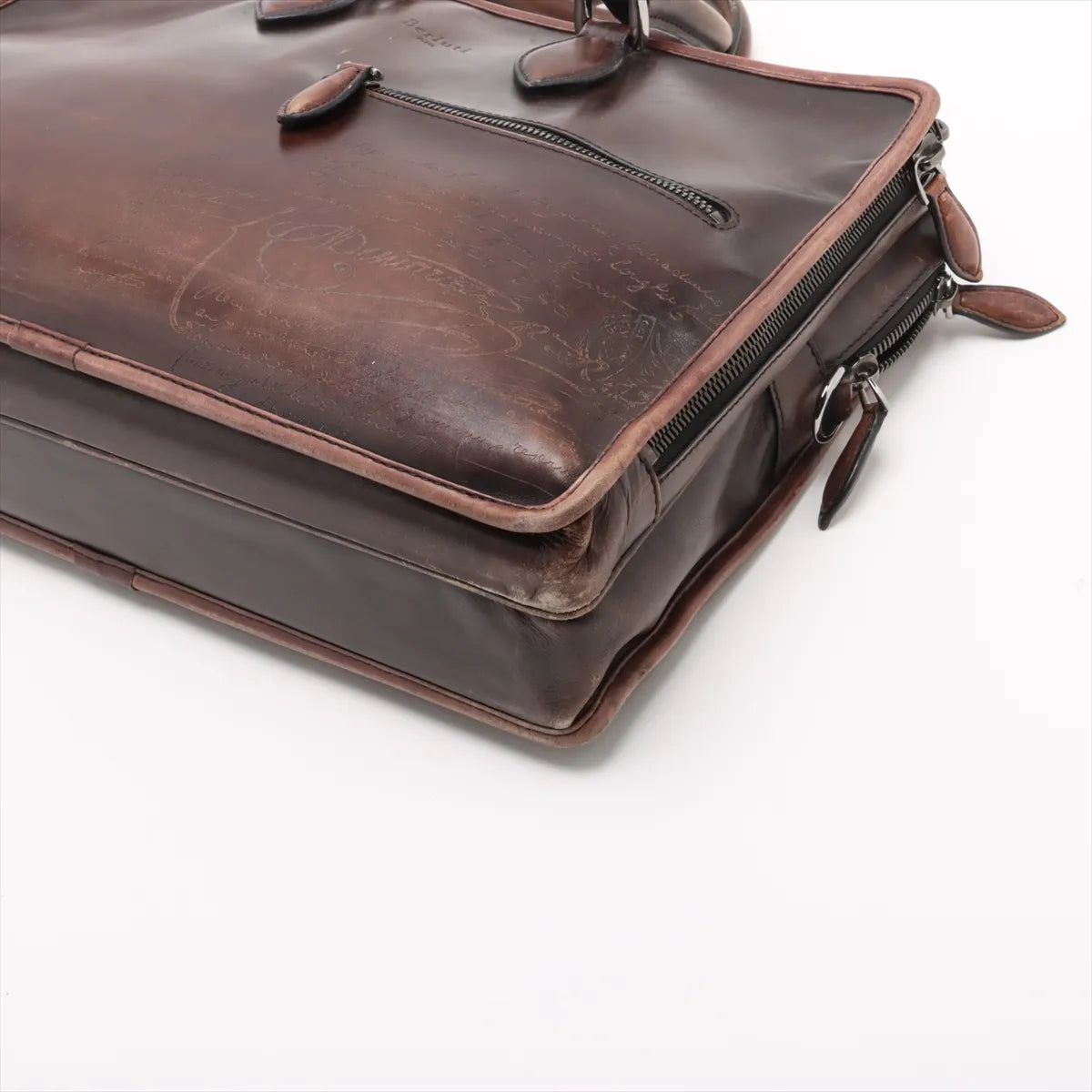Berluti Calligraphy Leather Business Bag Brown