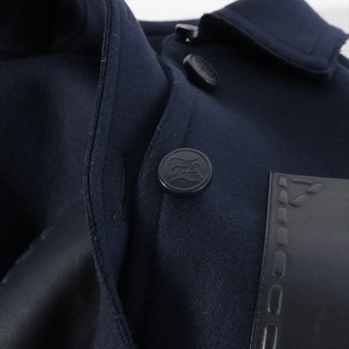 Fendi Wool & Leather Jacket Navy Blue