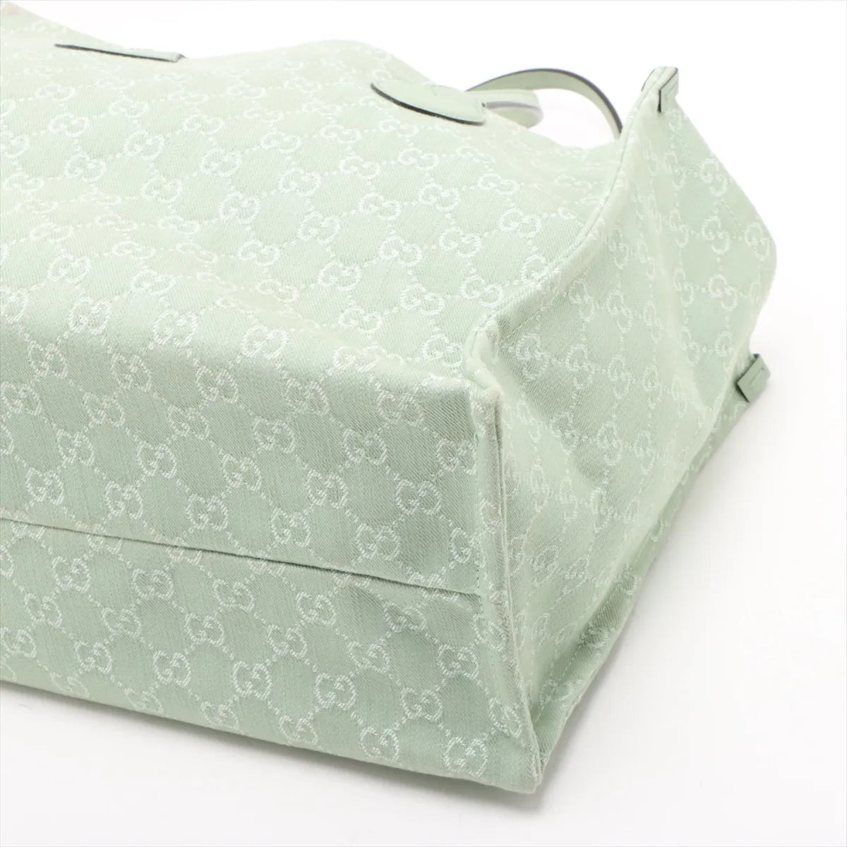 Gucci GG Logo Denim Tote Bag Green