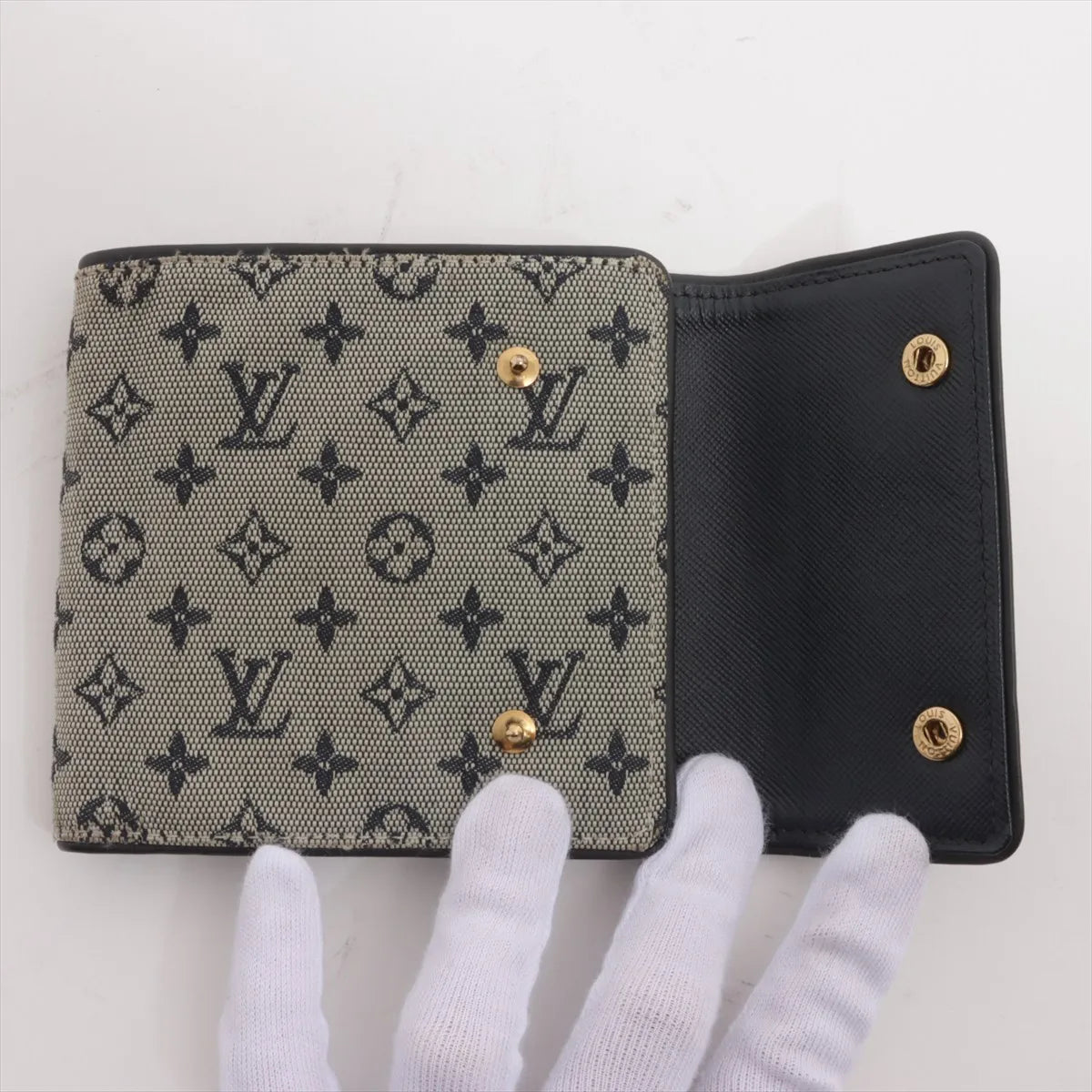 Louis Vuitton Monogram Mini Lin Compact Wallet Gray