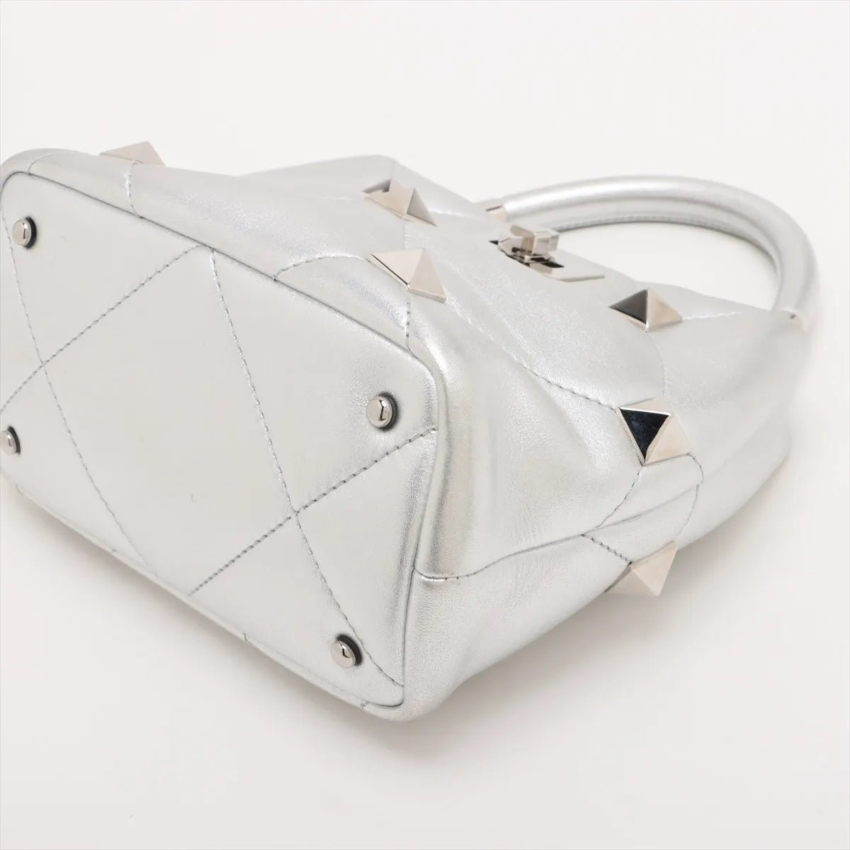 Valentino Garavani Rockstud Two-Way Shoulder Bag Metallic Silver