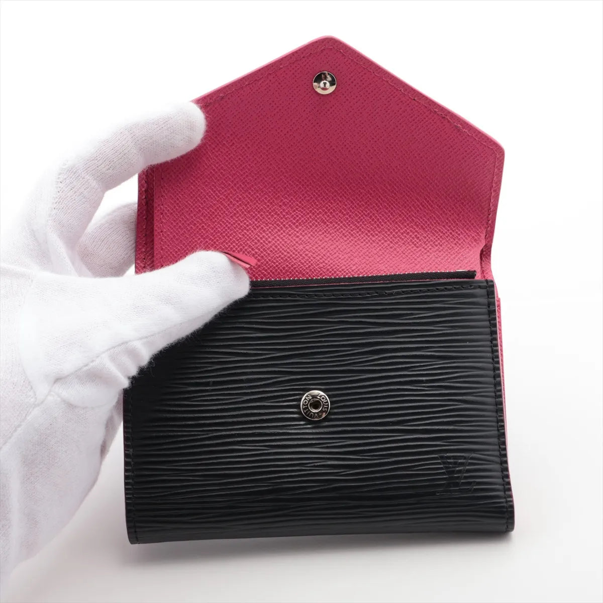Louis Vuitton Epi Floral Victorine Wallet Black x Pink