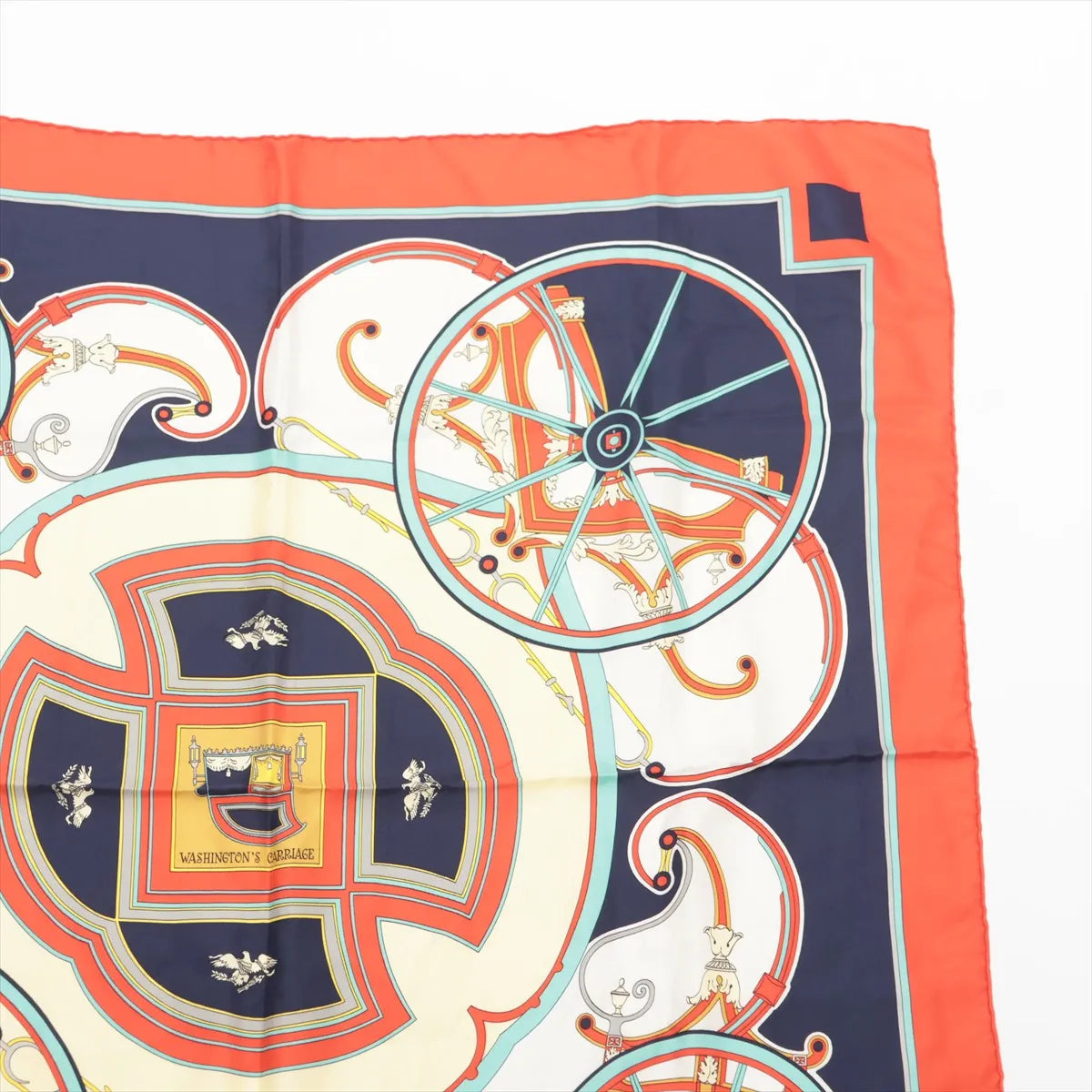 Hermes Carre 90 Washington Carriage Scarf Silk Red x Multicolor