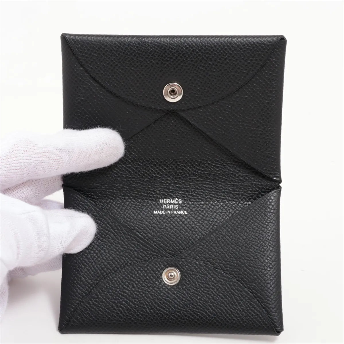 Hermès Calvi Veau Epsom Card Case Black