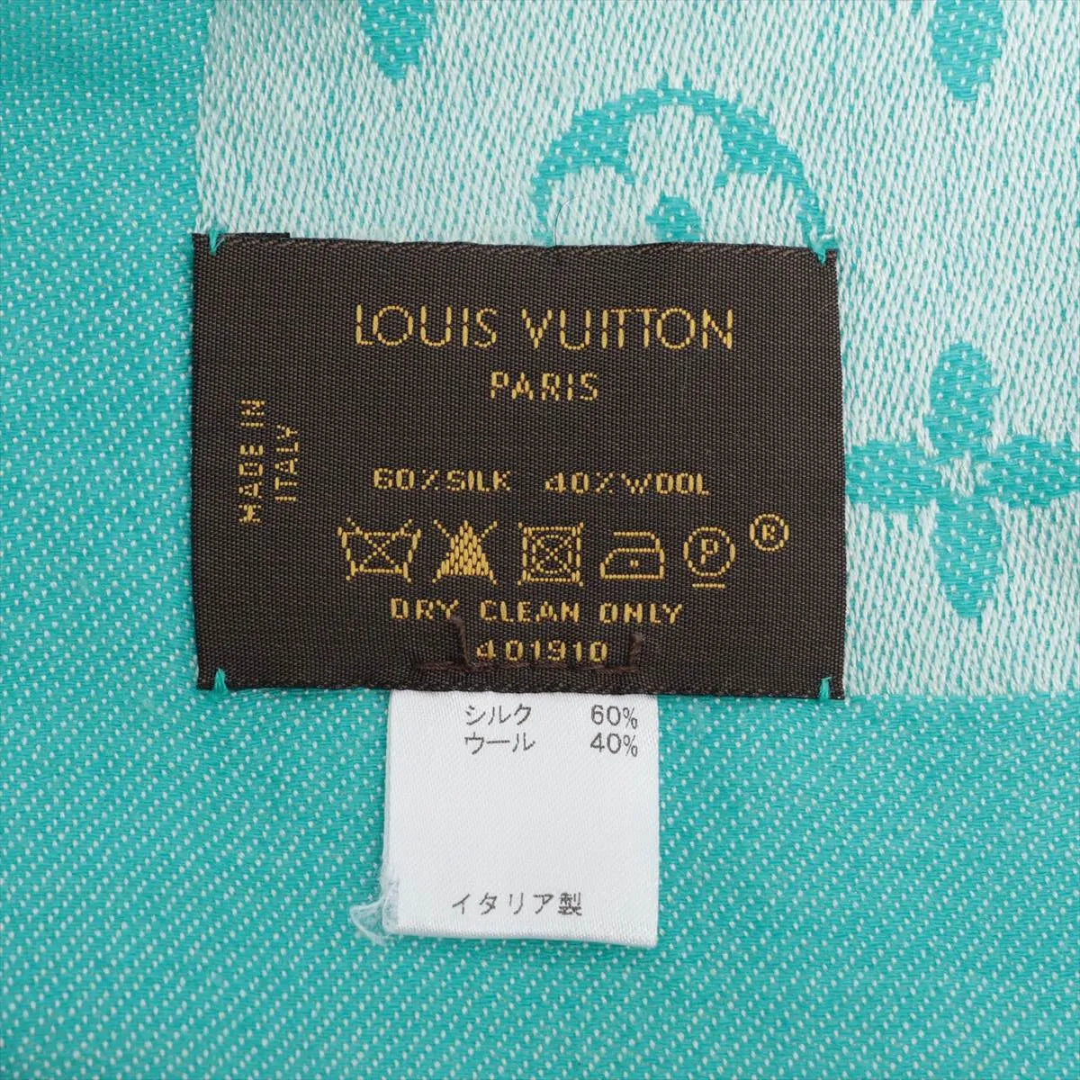 Louis Vuitton Monogram Silk Wool Scarf Tiffany Green