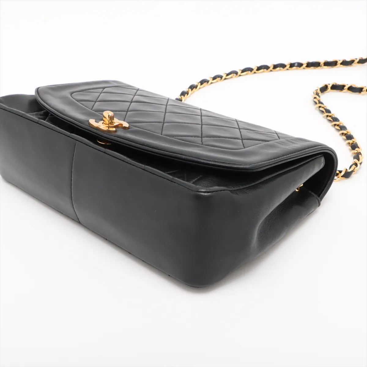 Chanel Diana Matelasse Lambskin Single Flap Single Chain Bag Black