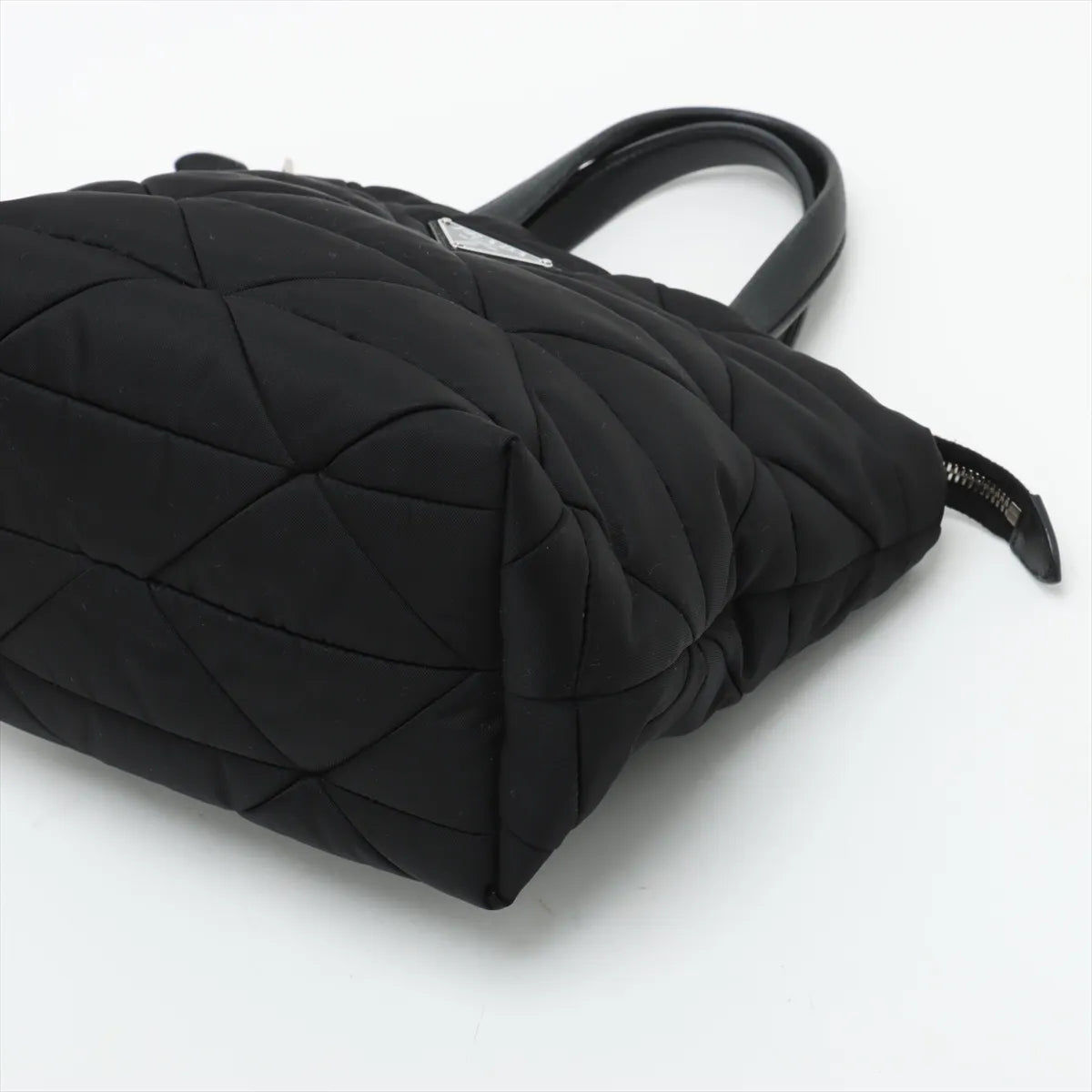 Prada Tessuto Matelasse Nylon Leather Two-Way Tote Handbag Black