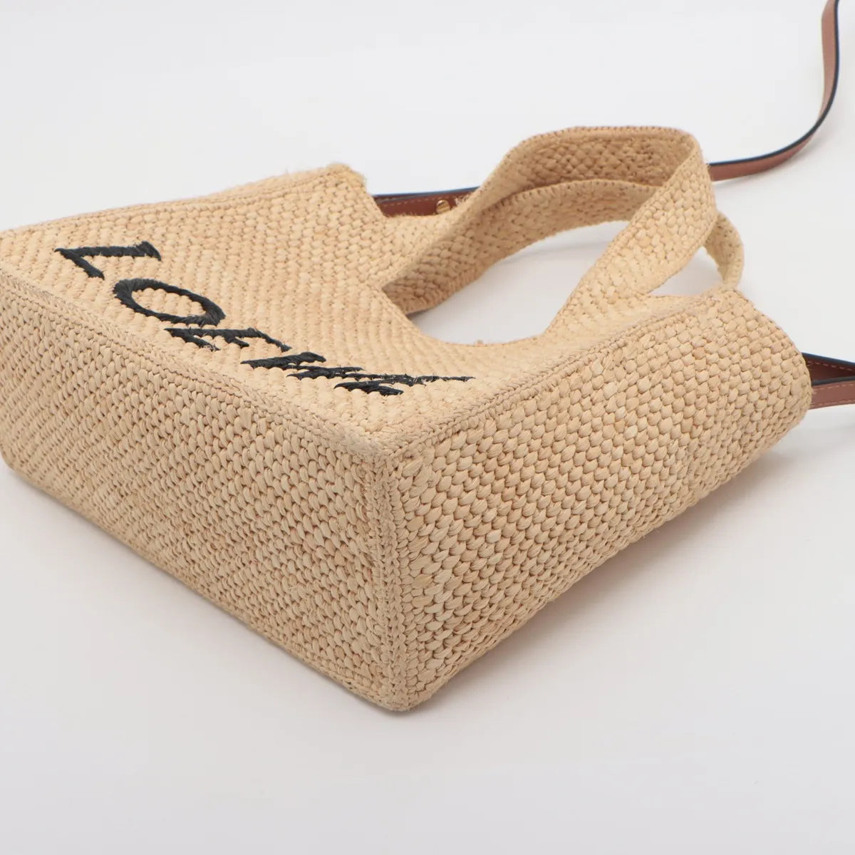 Loewe Small Raffia Leather Two-Way Tote Bag Beige