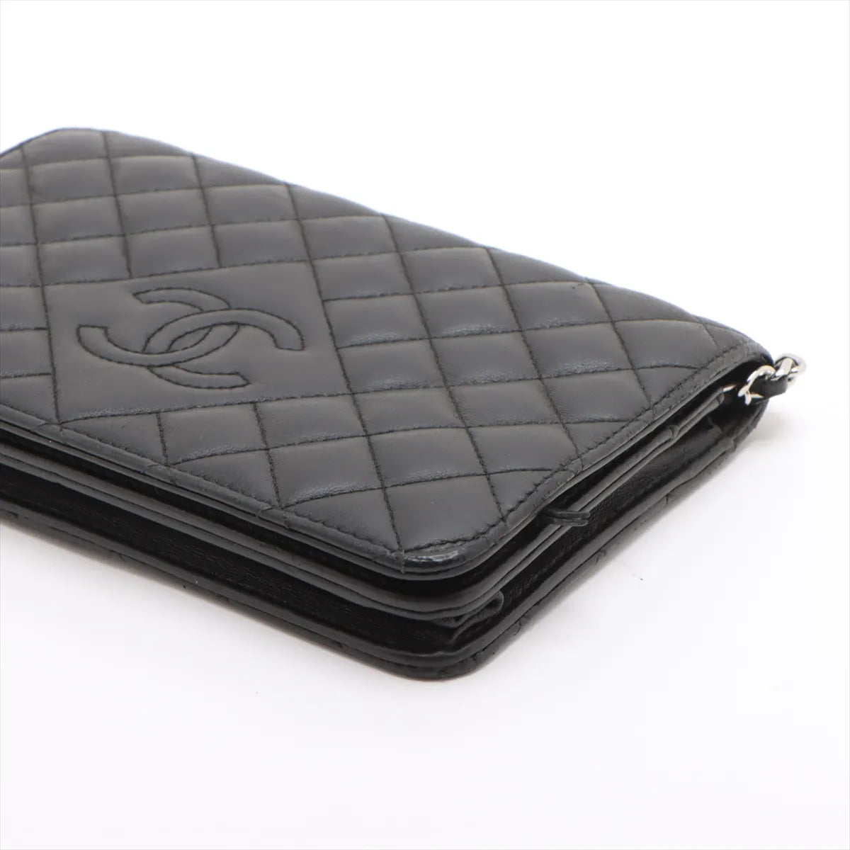 Chanel CC Logo Matelasse Lambskin Chain on Wallet Black