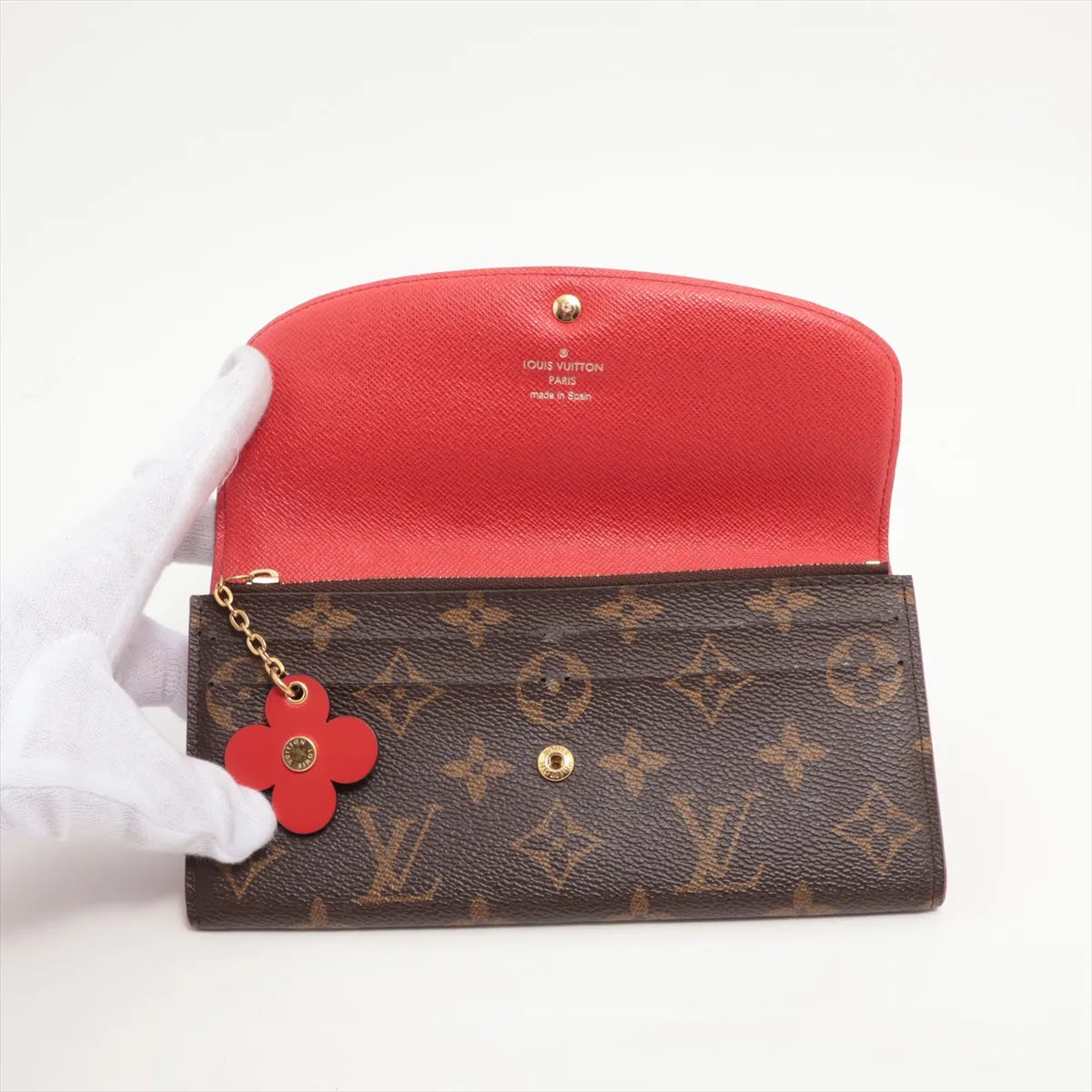 Louis Vuitton Monogram Emilie Long Wallet Poppy Red