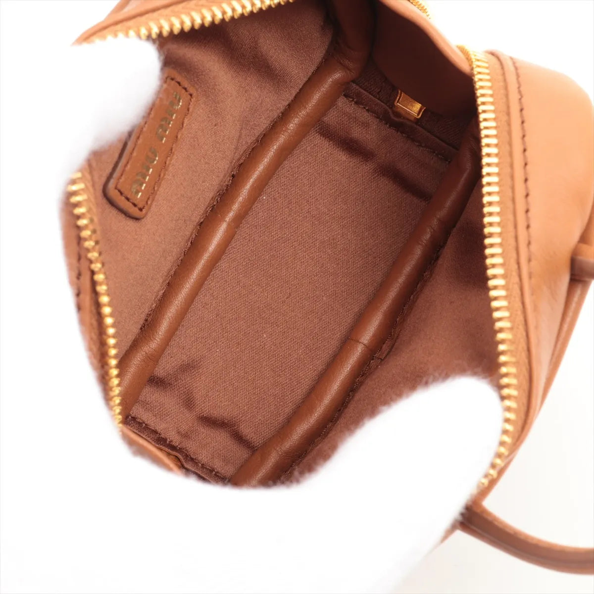 Miu Miu Leather Pouch Bag Charm Brown