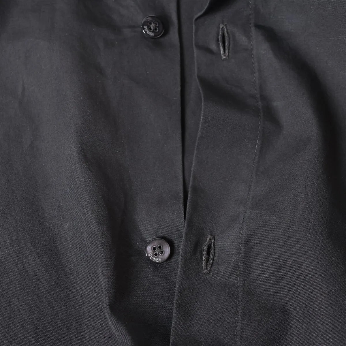 Fendi Zucca Cotton Button Down Long Sleeve Shirt Black