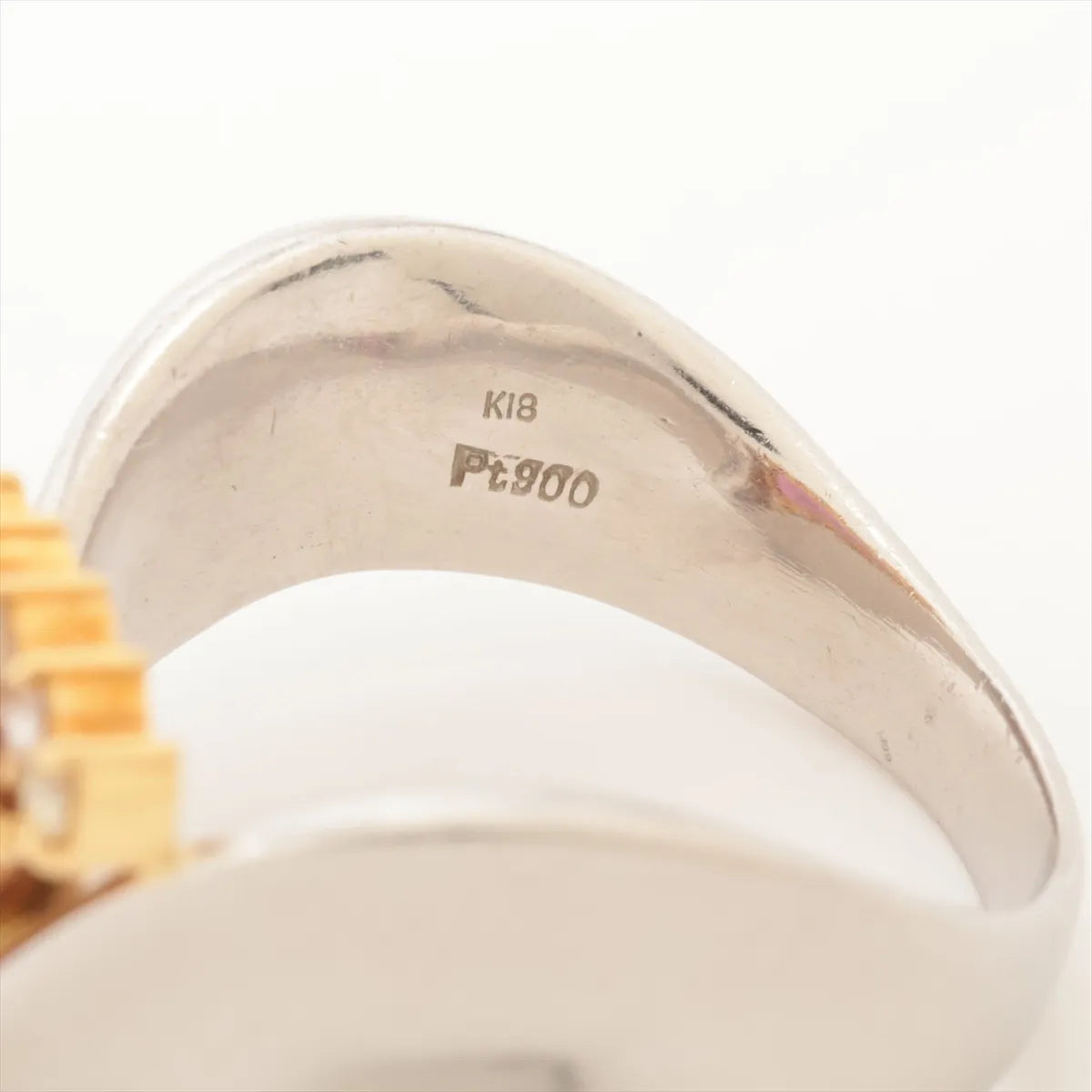 Garnet Diamond Two-toned Ring Yellow Gold x Platinum