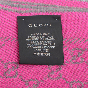 Top rated Gucci GG Wool Scarf Fushcia Pink x Gray