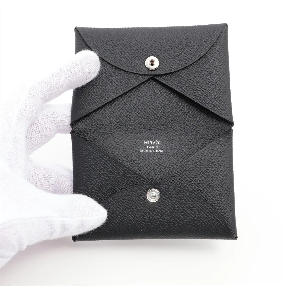 Hermès Calvi Veau Epsom Card Case Black