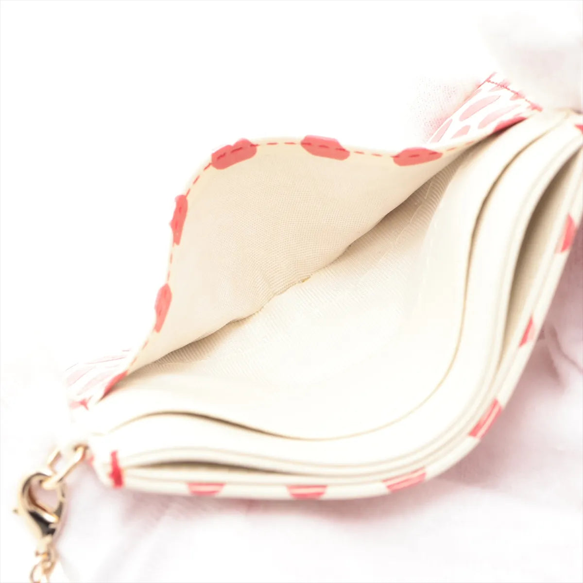 Christian Dior Leather Card Case White x Red