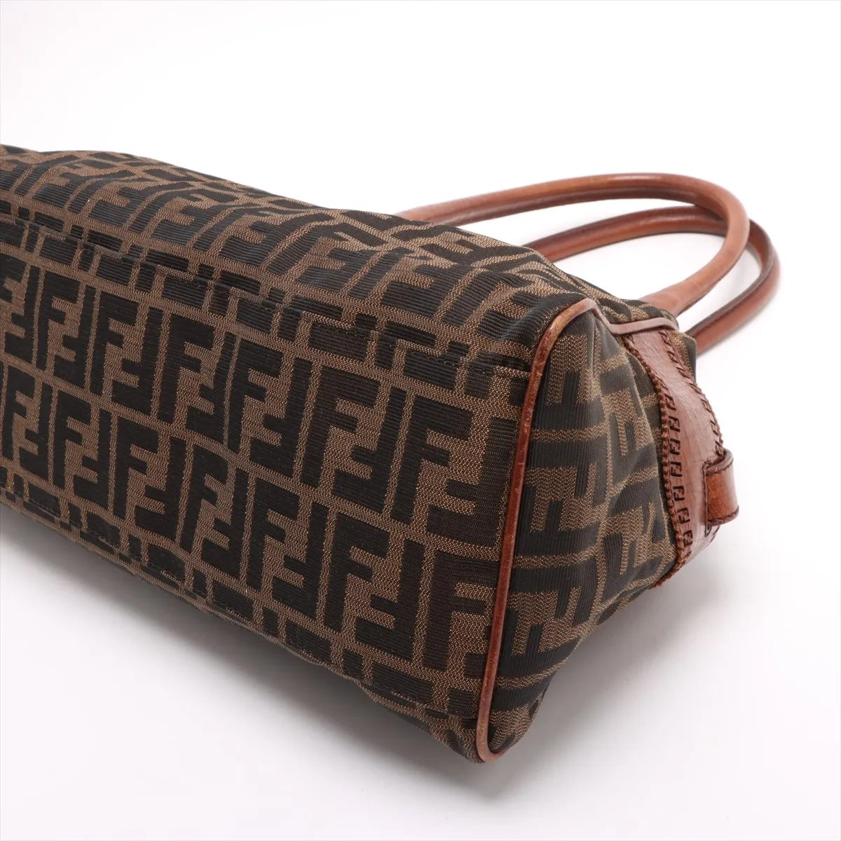 Fendi Zucca Canvas Leather Shoulder Bag Brown