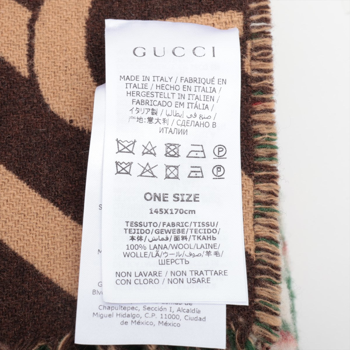 Gucci GG Checkered Reversible Blanket Wool Green x Brown