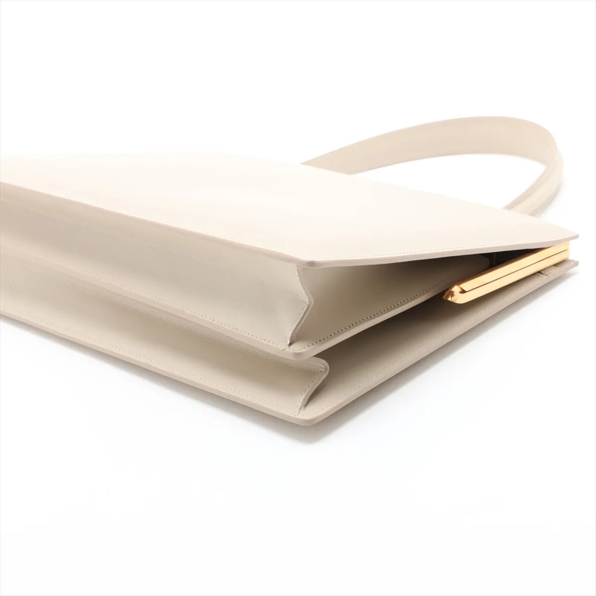 Celine Clasp Medium Leather Handbag Beige