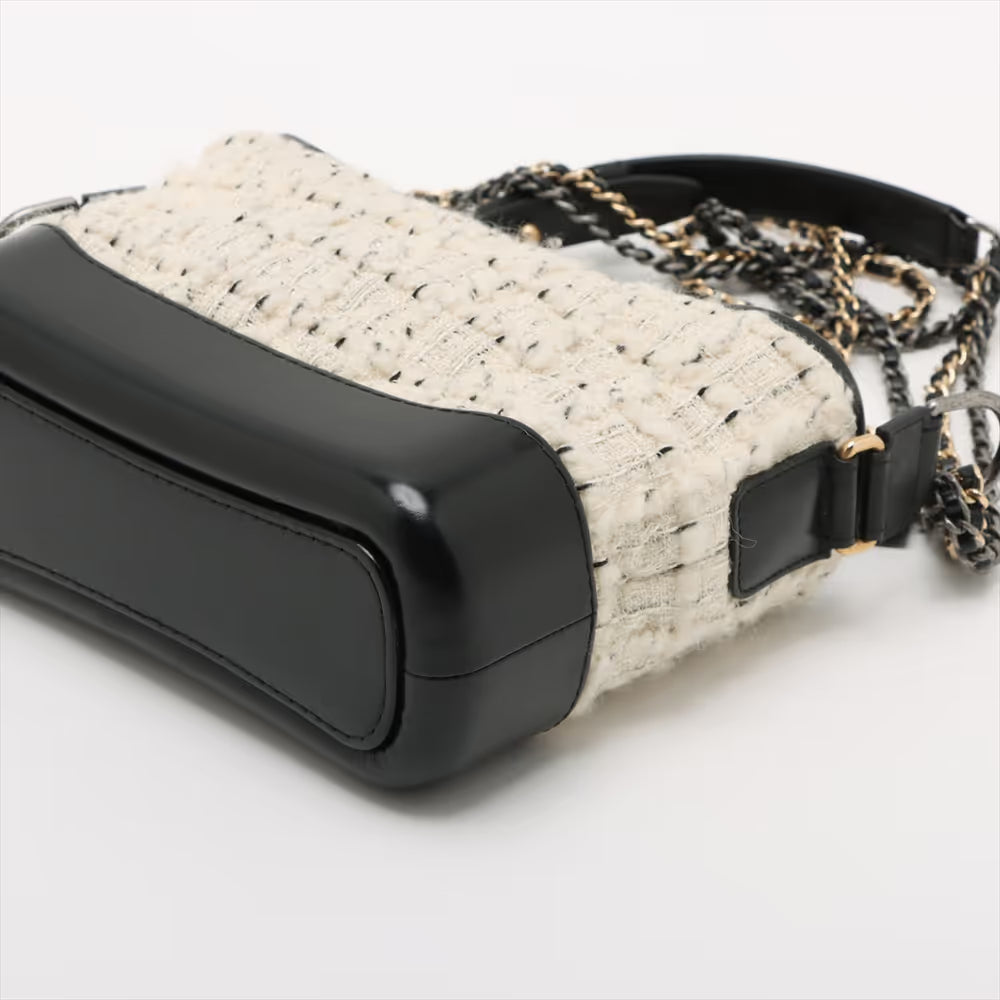 Chanel Matelasse Gabrielle Doo Tweed Leather Chain Shoulder Bag Black x White