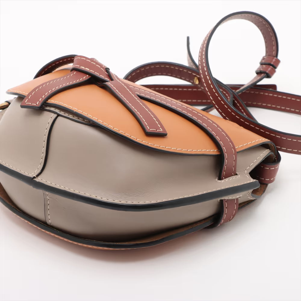 Loewe Gate Small Leather Shoulder Bag Brown x Gray