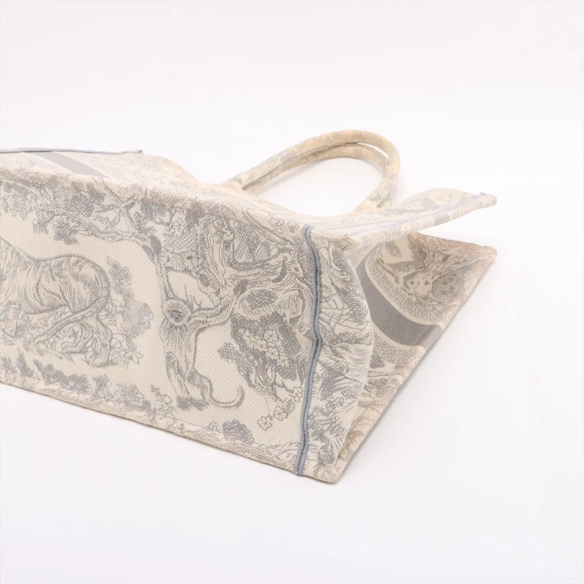 Christian Dior Toile De Jouy Embroidery Book Tote Large Gray
