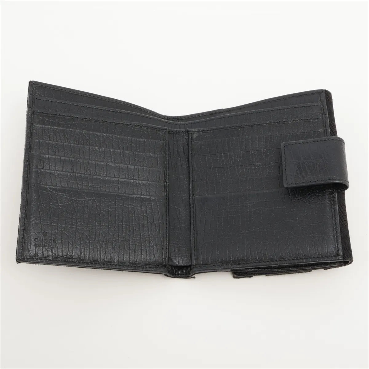 Gucci Guccissima Canvas Horsebit Leather Compact Wallet Black