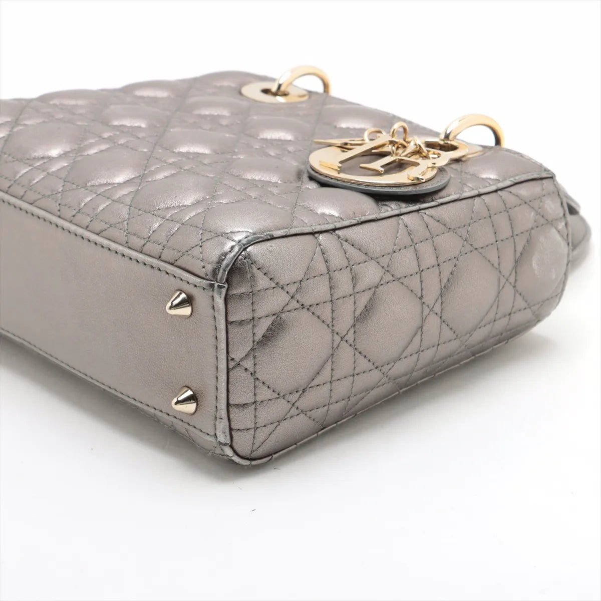 Christian Dior My Lady Dior Cannage Shoulder Bag Metallic Gray