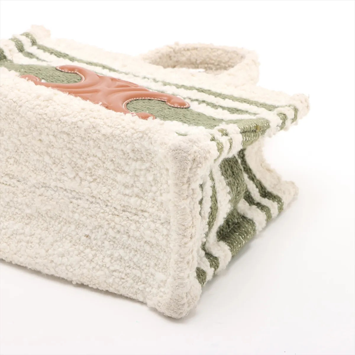 Celine Triomphe Small Cabas Two-Way Handbag White x Green