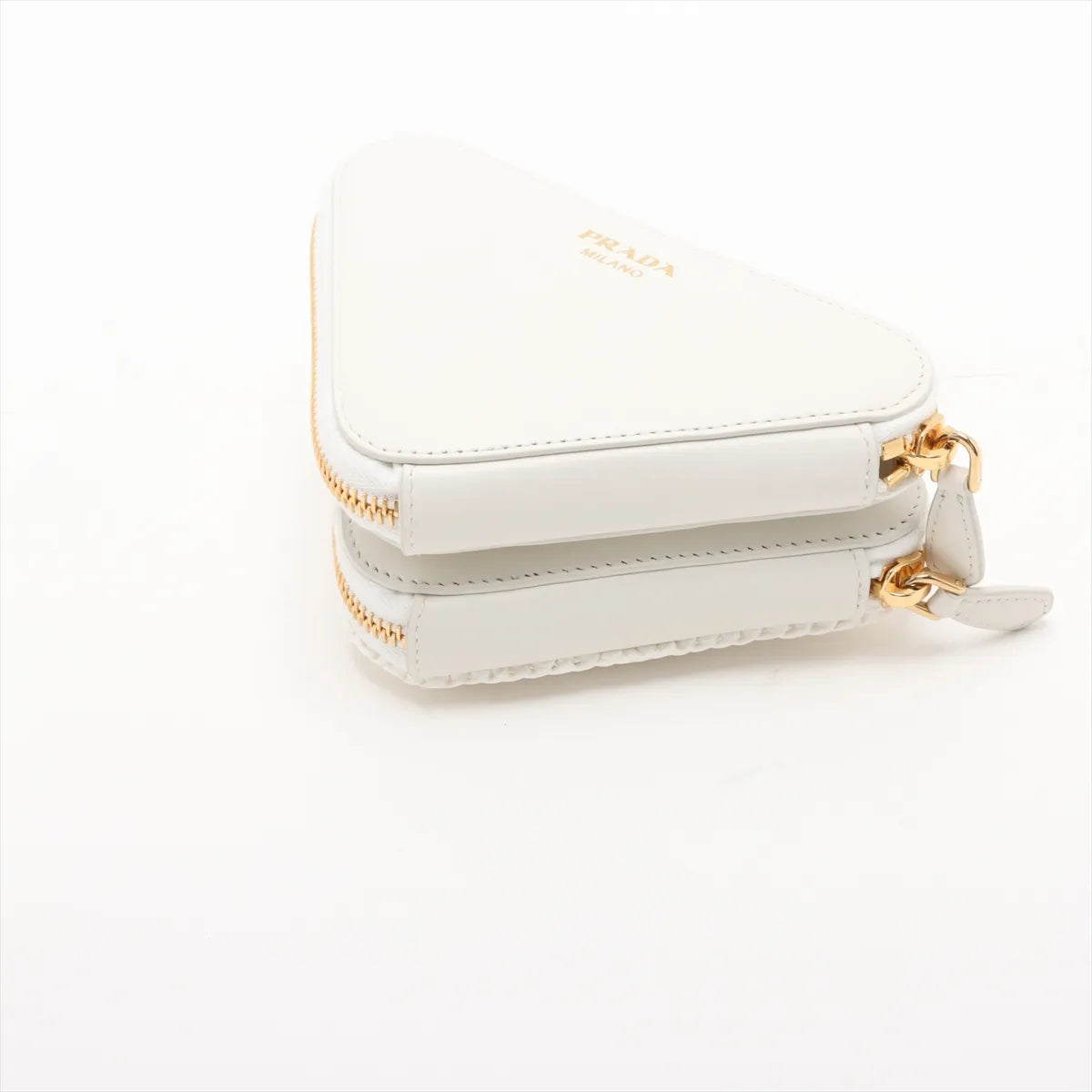Prada Sac Triangle Raffia x Leather Two-Way Shoulder Bag White