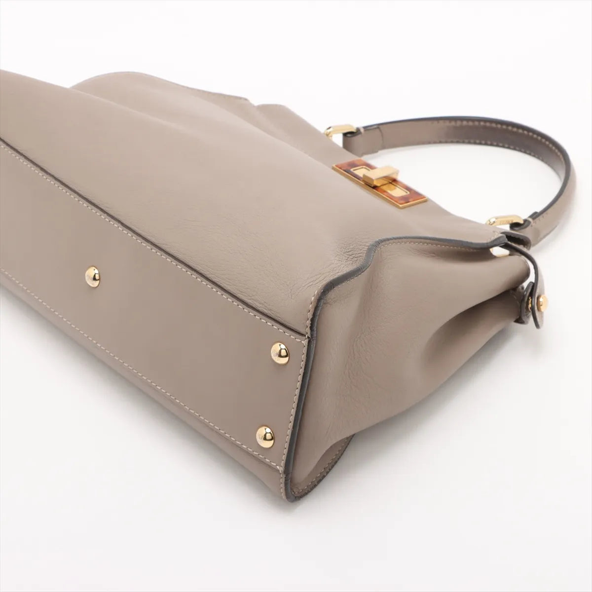 Fendi Peekaboo Regular Leather Two-Way Handbag Greige
