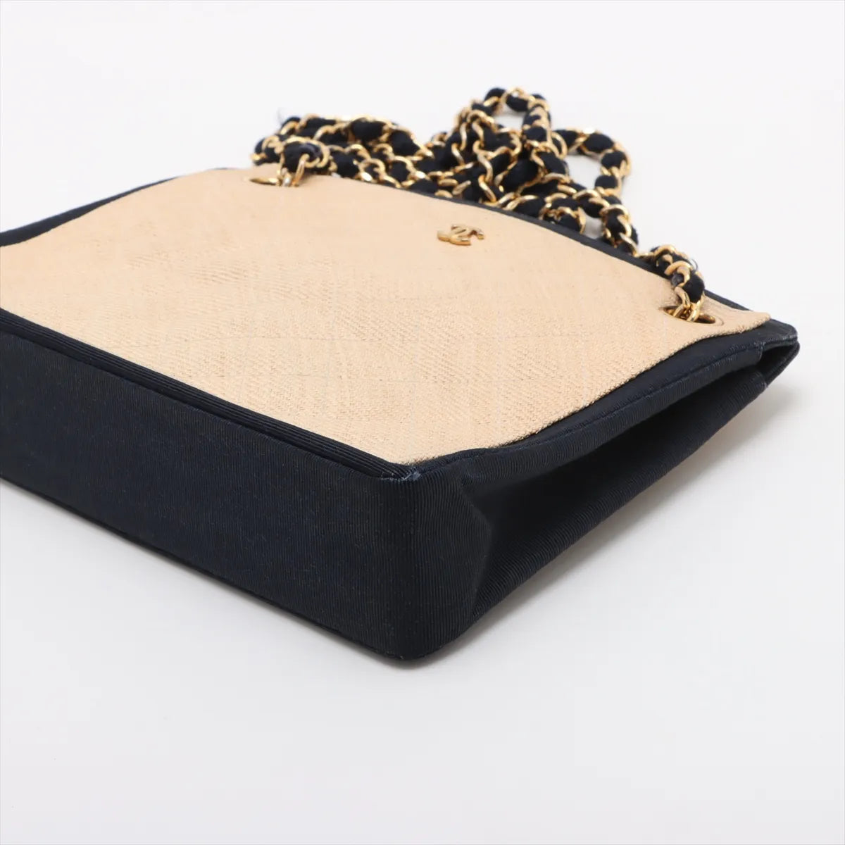 Chanel CC Logo Matelasse Straws x Nylon Chain Tote Bag Beige