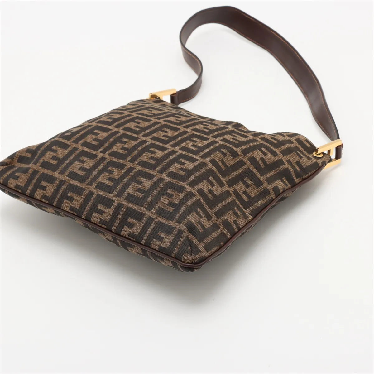 Fendi Zucca Canvas Leather Shoulder Bag Brown