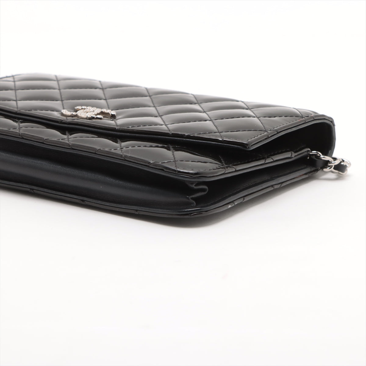 Chanel CC Logo Matelasse Patent Leather Chain Wallet Black * PREORDER *