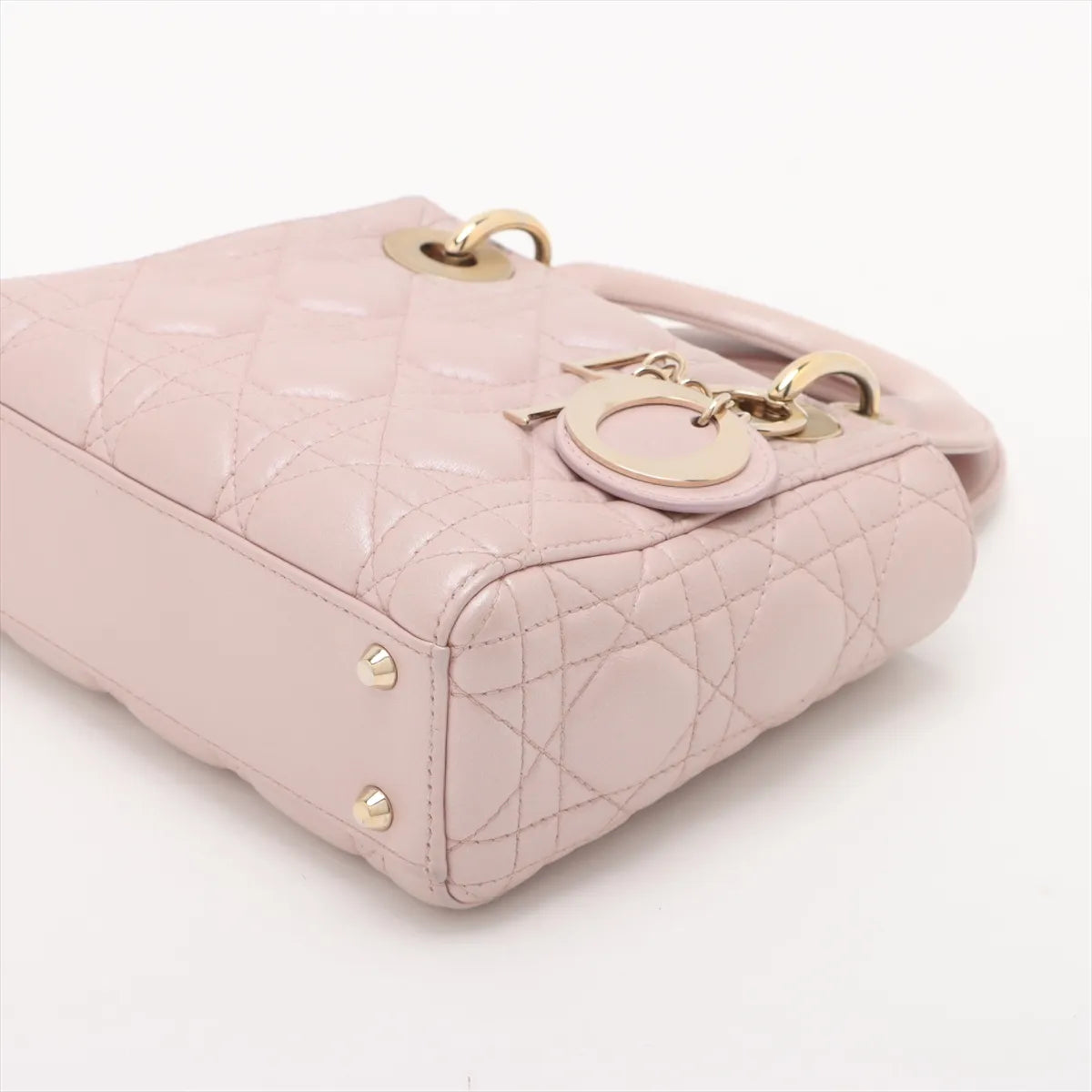 Christian Dior Cannage Mini Lady Dior Leather Two-Way Handbag Blush