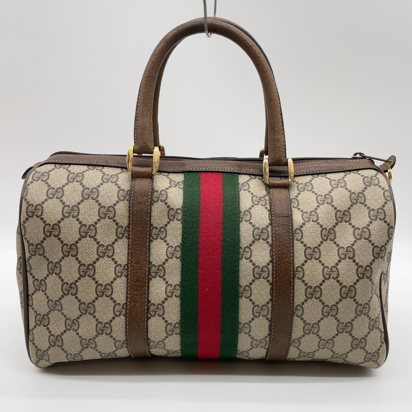 Gucci GG Supreme PVC Sherry Line Boston Bag Beige