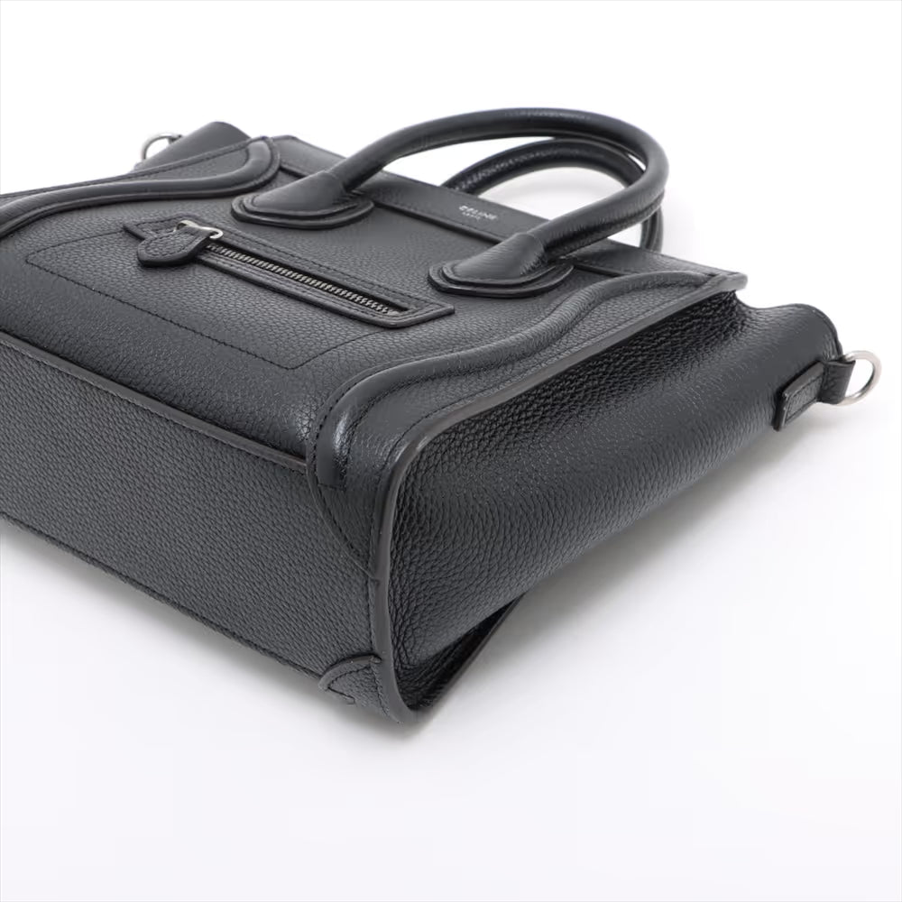 Celine Luggage Nano Shopper Leather Two-Way Handbag Black